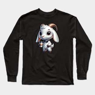 Goat with Headphones Drinking Coffee On The Go Long Sleeve T-Shirt